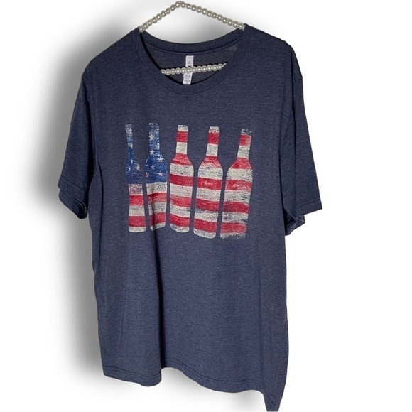 BOOTLEGGERS Homemade Wine Women’s Short Sleeve USA flag Wine Bottle T-shirt XL - Picture 3 of 10